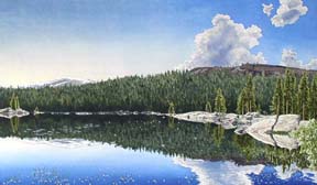 Symmetry - Lake Alpine, Rob Goldberg, Water Color, 18x33